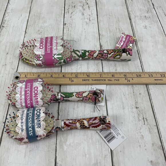 Conair Impressions Detangle Signature Prints Cushion Hair Brush Lot Of 3 -New - Picture 6 of 6